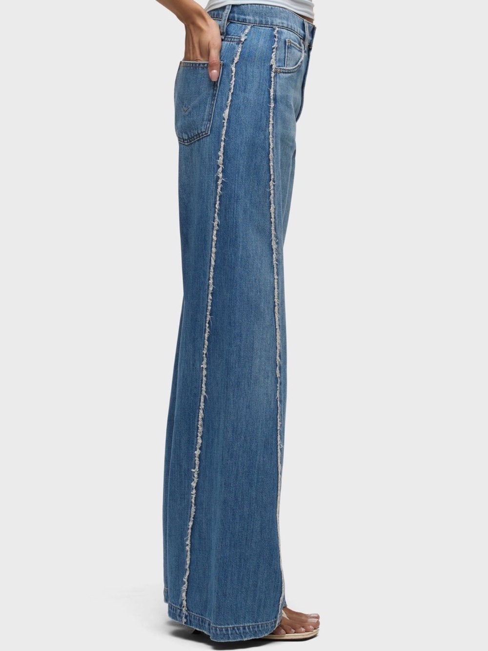 Hudson Jodie Loose Fit Wide Leg Denim Jean With Frayed Seams Unravel Size 29 8 - Picture 2 of 12